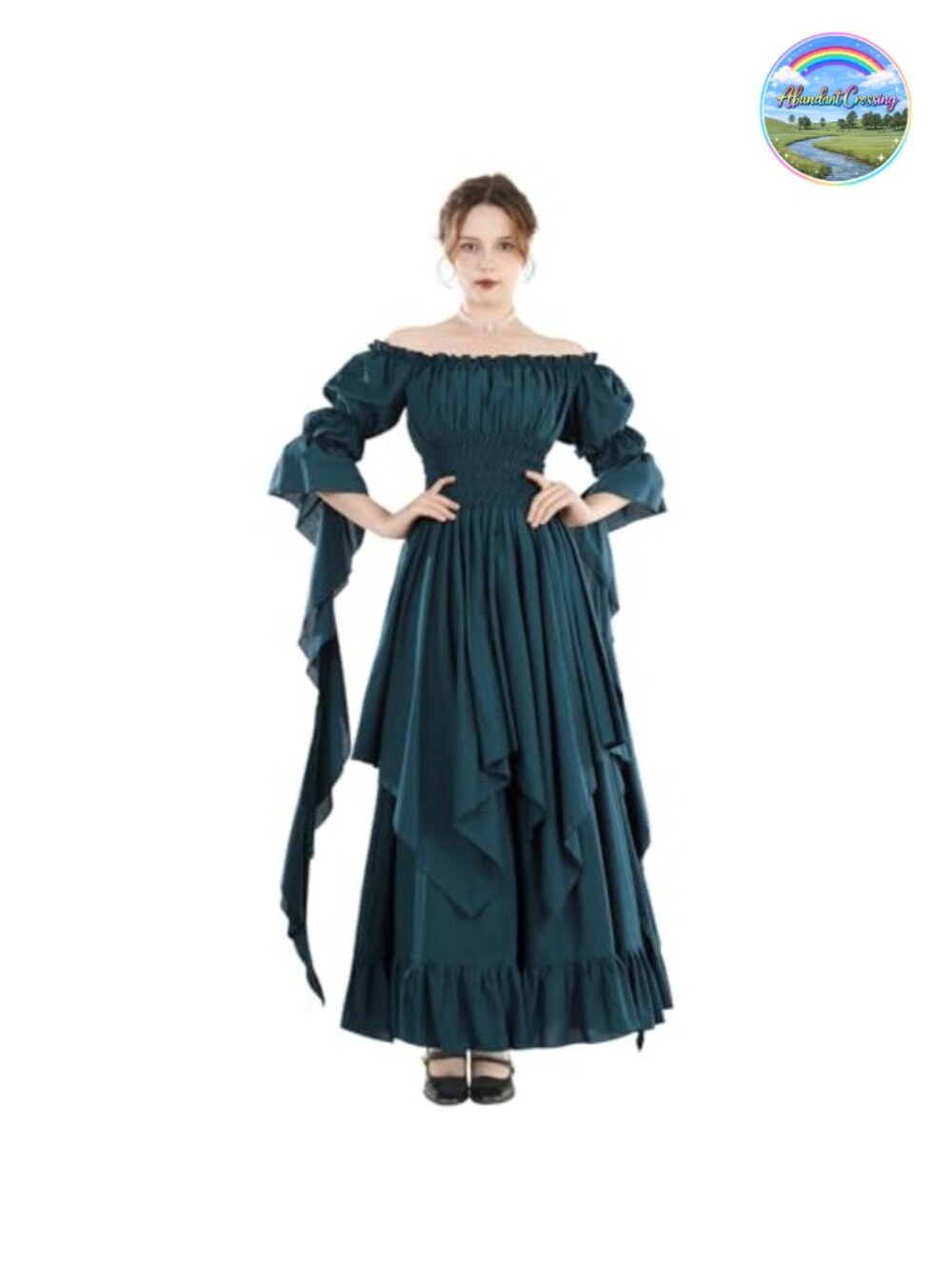 Renaissance Victorian Long Sleeve Costume Dress Off Shoulder Plus Size